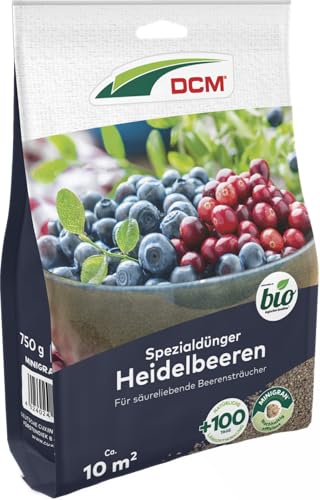 DCM Spezialdünger für Heidelbeeren - Beerendünger - MINIGRAN TECHNOLOGY - Beeren Langzeitdünger - Heidelbeeren Dünger - Bio Dünger - organisch-mineralischer NPK-Dünger - 750 g für 10 qm