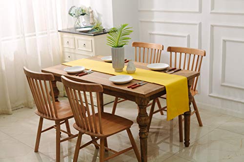 2 Piece Fabric In 1 Dining Table Runner 12 X 36 Inches Living Room Dinner Wedding Birthday Party Burlap Rustic Table Runner, Yellow #TOP6