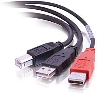 C2G USB Cable, USB 2.0 Cable, USB B Male to Two A Male Cables, USB Y Cable, 6 Feet (1.82 Meters), Black, Cables to Go 28108