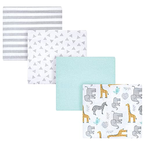 Image of Hudson Baby Unisex Baby Cotton Flannel Receiving Blankets, Yellow Safari, One Size