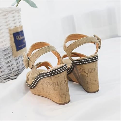 Womens Beach Casual Shoes, Women's Fish Mouth Open Toe Adjustable Buckle Breathable Wedge Platform Sandals, Strap Platform Non-slip Roma Shoes, for Parties, Weddings, Campfire Dinners2