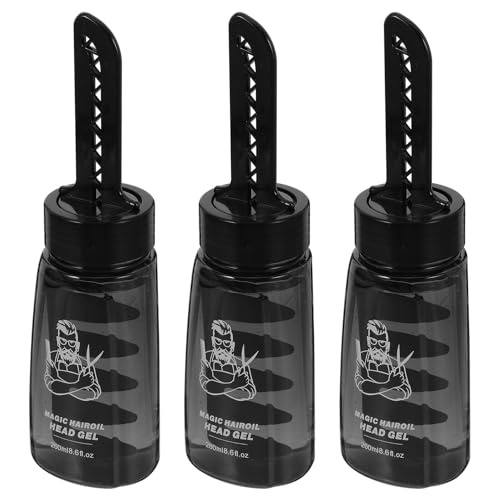 MAJORMENCH 3 piezas Botella Aplicadora de Gel Fijador con Peine Integrado para Hombre Envase Rellenable Unidades para Peinado y Cuidado del Cabello Casa o Barbería