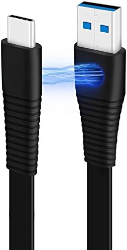 USB C Cable Type C to USB3.0 Flat Fast Charging Cable 1ft, Mobfun Magnet Design adsorption Functional USB C Cable, Easy to Carry and Find (Black-1Feet)