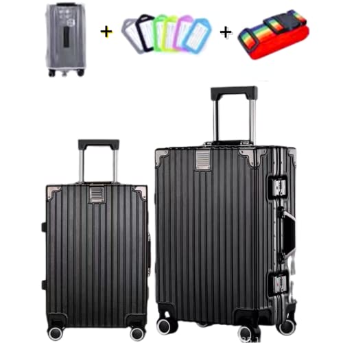 Erlun Aluminum Frame Carry On Luggage 22X14X9 Airline Approved Built-In Tsa Lock, Zipperless Fashion With Spinner Wheels (Classic Black, 26Inch) #TOP5