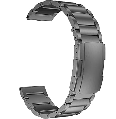 MaKTech Tytanowa opaska,22mm lekka jednoczęściowa bransoletka z metalowymi ogniwami,kompatybilna z Galaxy Watch 3 45mm/Galaxy Watch 46mm,Hua Wei Watch GT 2 46mm (Kosmiczna Szarość)