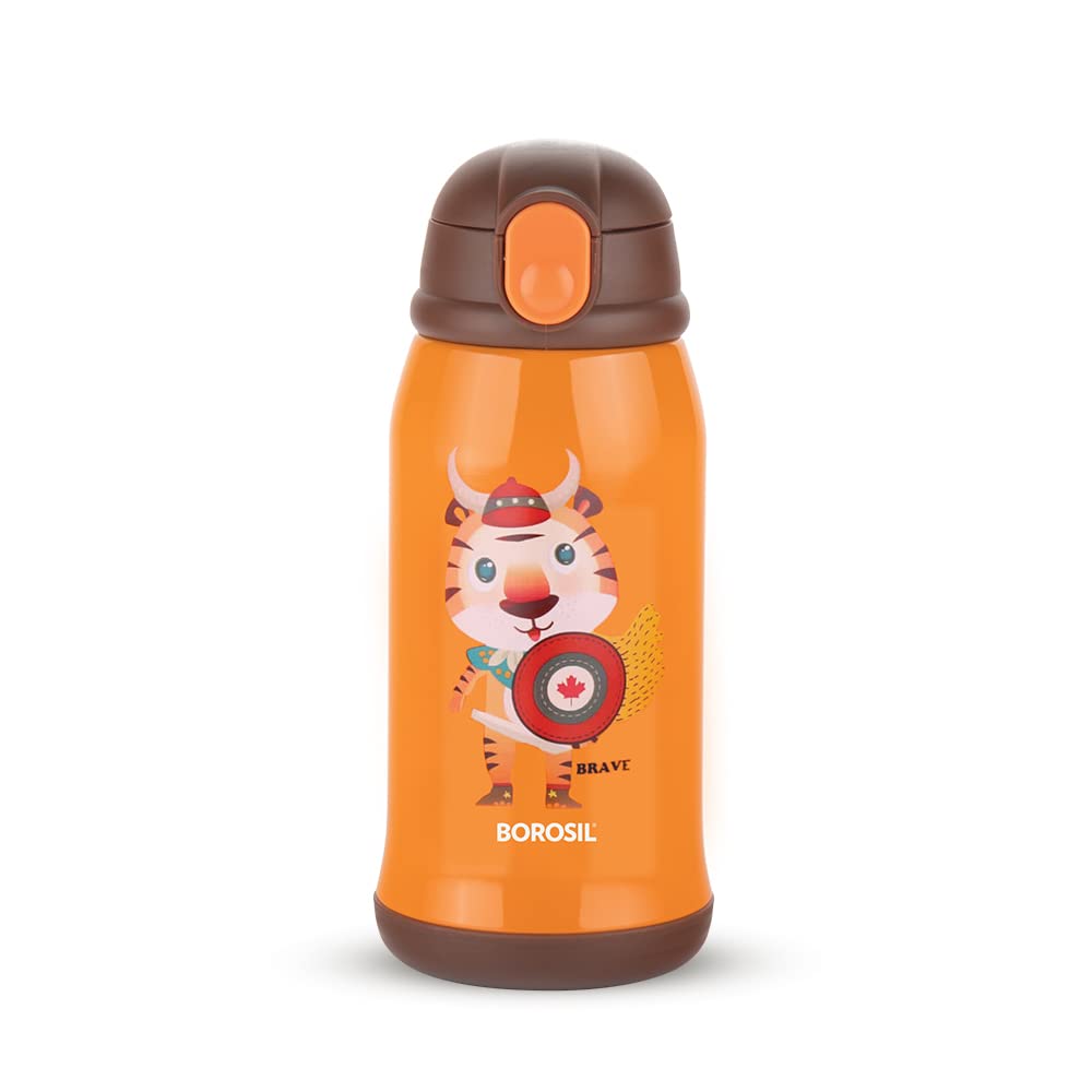 Borosil Tigry 500 ml Stainless Steel Kids Sipper Water Bottle | Double Wall Vacuum Insulated Flask | 12 Hours Hot & Cold | Leakproof, BPA Free | 1 Year Warranty, Orange (B0B1RKTR93) Amazon Price History, Amazon Price Tracker