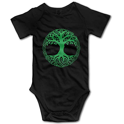 Image of Pengshiliu Celtic Tree of Life Baby Climbing Short Sleeve Onesie 0-6 Month Black