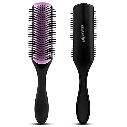 Alpree Classic Styling Hair Brush 9 Row - For Natural, Thick, Curly Hair | Classic Nylon Bristle Styling & Detangler, Great For Creating Ringlets, For Separating, Shaping & Defining Curls - Blow-Drying #TOP5