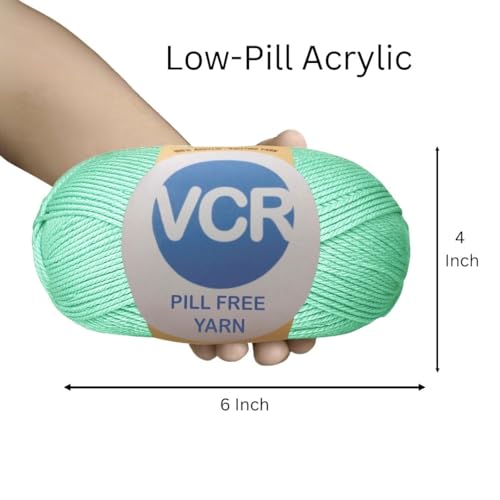 Image of VCR Aqua Green Yarn, Pill-Free Soft Knitting Yarn, 100 Grams Hank, 263 Meters Length, Low-Pill Acrylic Yarn, Soft Crosia Threads, Pack of 1, Suitable for Beanies, Caps and Gloves