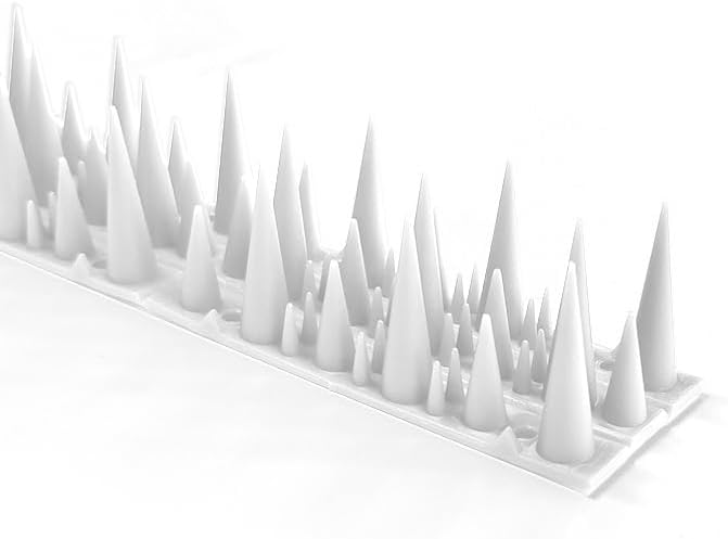 Miniatura 5 de BUGG OFF - Púas de pájaro negro y roedor, patrón único de espigas que disuade eficazmente a las molestas palomas, ardillas, mapaches. Se instala en