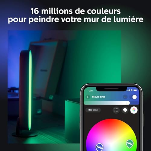 Philips Hue Play White and Color Ambiance Barre lumineuse connectée Pack de 2, unité de base, Éclairage d’ambiance pour TV et gaming (Compatible avec Alexa, Google Assistant et Apple HomeKit), Blanc