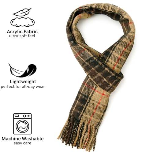 Alpine Swiss Mens Plaid Scarf Soft Winter Scarves Unisex,Brown Plaid,One Size - Thumbnail 6