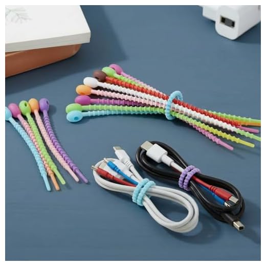 15Pcs Silicone Reusable Twist Ties - Anti-Slip Flexible Cord Straps, Colorful Rubber Gear Ties for Sealing & Bundling, Soft Cable Ties for Electronics & Home