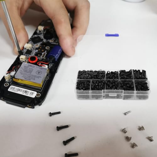 800PCS M3 Screws Assortment,Nylon Screws,Assorted Machine Screws M3 Nylon Screw Nut Black Socket Head Screw Washer Combination Kit Fasteners Hardware Accessories Hex Socket Cap Hex Nut