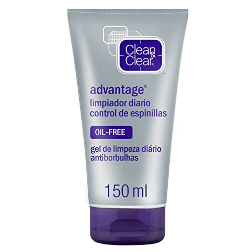 Clean & Clear Gel Limpiador Facial Diario Advantage Control de espinillas, limpiador facial anti puntos negros clínicamente probado, jabón delicado, 1 x 150 ml