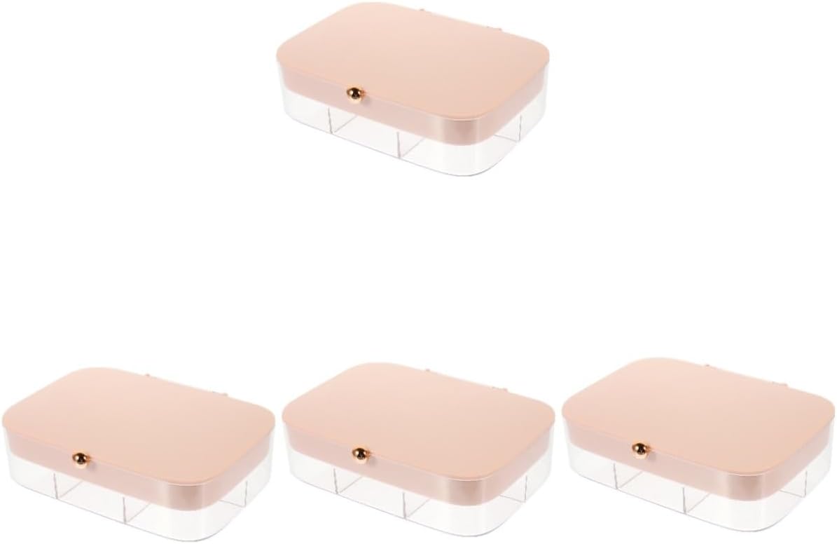 LIFKOME 4pcs Box bobby pin organizer plastic jewels keepsake treasure chest girl Multiple slots jewelry portable souvenir ring Simple treasure chest double layer Jewelry Box travel