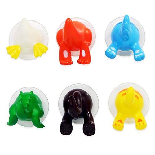 psmgoods 6 x Fashion Tier Schwanz Gummi Sucker Haken Handtuchhalter/Kleiderhaken/Schlüsselhaken Halterung Cover