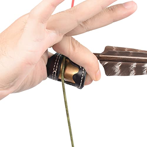 Ty Archery Soft Leather & Brass Thumb Ring Archery Finger Protector For Mongolian Reurve Bow Finger Guard For Traditional Bow Shooting #TOP3