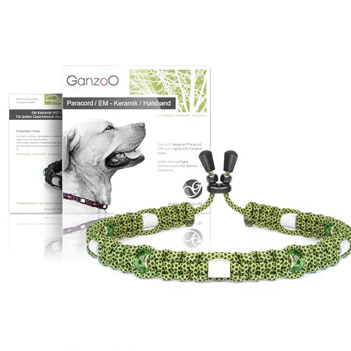 Ganzoo EM Keramik Hunde-Halsband aus Paracord 550, Zierhalsband mit EM Tubes/EM Pipes und Zier-Perlen, atmungsaktiv, wasserfest, verstellbar mit Kordelstopper, Größe S 33-42 cm, Diamant Schlange