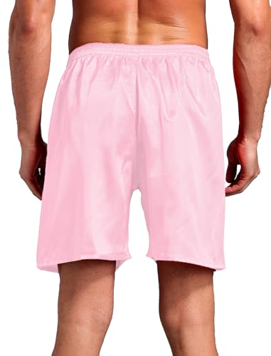 Silk Shorts Men Mid Elastic Waist Pajamas Shorts Comfy Satin Pjs Pants Sleepwear Boxer Shorts Sissy Lounge Shorts4