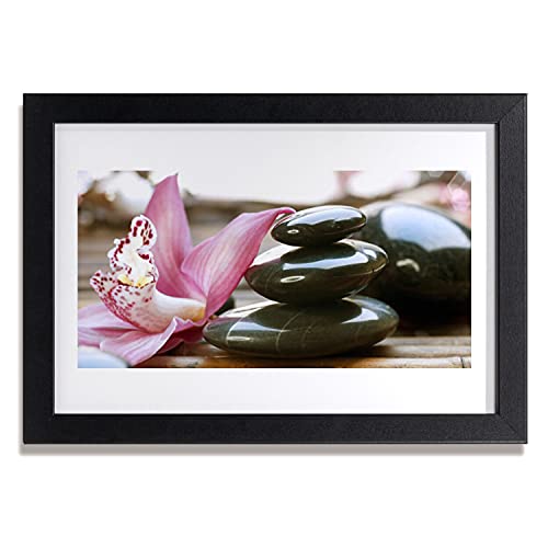 Affiche encadrée fleurs d'orchidée 30x20 cm Tulup cadre mdf noir pour mur salon