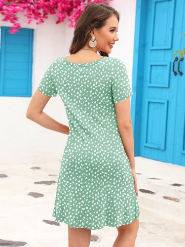 Image of KORSIS Summer Women's Dress Casual T-Shirt Short Sleeve Dresses Swing Flowy Beach Vacation Work Sundress with Pockets