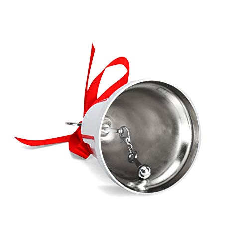 FunTech Annual Christmas Bell 2020, Silver-Plate Bell Ornament for Christmas Tree with Gift Box and Red Ribbon