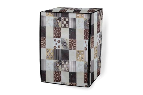 Image of Stylista Waterproof Front Load Washing Machine Cover Compatible for Haier 8 kg, Compass Pattern Grey