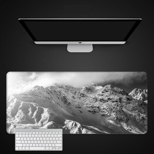 北欧スタイル、 XL (80cm x 30cm)、拡張大型マウスマット デスクパッド、ステッチエッジ、滑り止めラバーベース、キーボードパッド (11.8 x 31.5インチ) (アルプス)