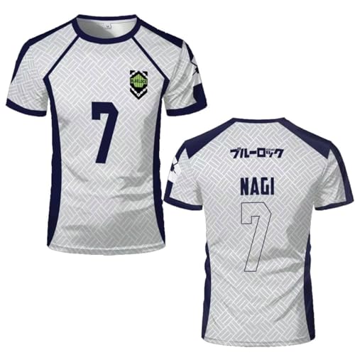 2024 Sommer New Männer Blue Lock Anime Fußball Jersey T-Shirt Frauen Rundhals Sport Tops Kinder Casual Kurzarm Tshirt-White-1||M