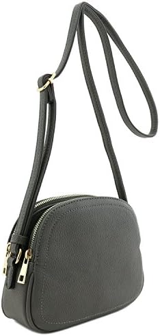 Double Zip Half Moon Crossbody Bag
