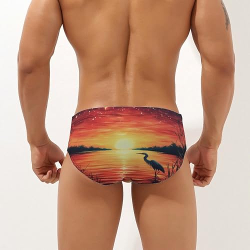 Sunset Heron Bird Men's Swimsuit Bikini Briefs Swim Underwear Stretchy Swimwear3