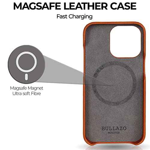 Étui magnétique iPhone 15 Pro cuir cognac pour le bureau