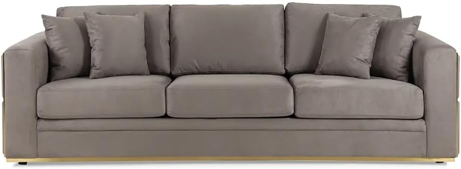 homes r us هومز أر أس E ica 3-Seate Fab ic Upholste ed Sofa, G ey