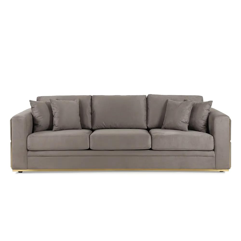 homes r us هومز أر أس E ica 3-Seate Fab ic Upholste ed Sofa, G ey