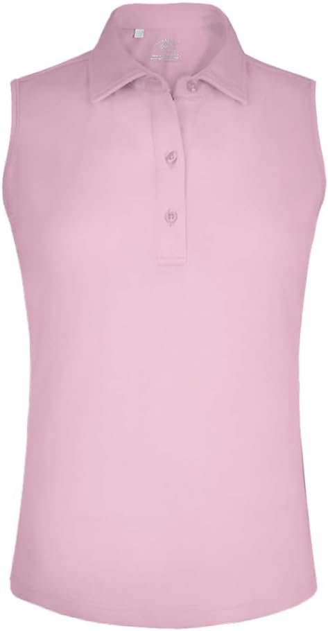 Monterey Club Women's Microfiber Tailored Collar Solid Sleeveless Polo Shirt #4063