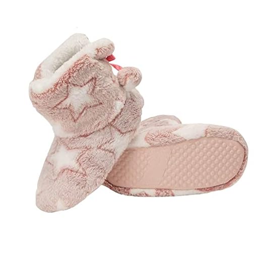 Jessica Simpson Girls Bootie Slippers - Fuzzy Comfy Plush Memory Foam Star Booties Anti-Slip House Slipper Shoe (Pink, Size Extra Large)