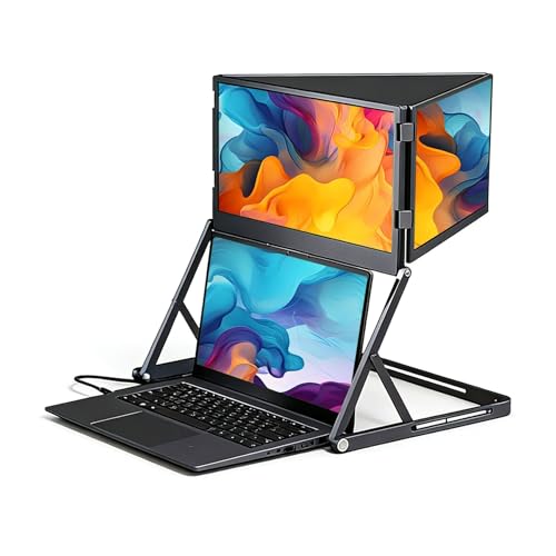 Image of VSDISPLAY 14'' Triple Laptop Screen Extender Portable Triple Monitor | 1920x1200 IPS Foldable Display for 13-17'' Laptops,with USB-C & H /D Interfaces,for Create Quad Screens Workstation