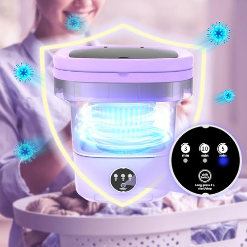 Camping Waschmaschine, 13L 2kg 2 in 1 Mini Waschmaschine mit Schleuder, waschmaschine klein für Socken, Unterwäsche, Babykleidung, Kleiner Kleidung, Reisen, Hotel, Wohnmobil, RV, Purple – Bild 2