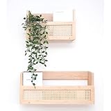 Ssafia Estante Madera Abeto-Ratán Kasbah, Estante Pared de Madera Maciza, Estanterías de Madera para Decorar y organizar. (Duo- 40-60cm)