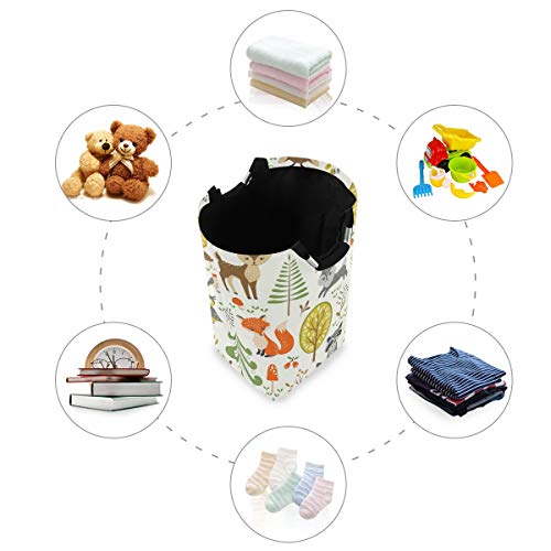 Laundry Hamper Bucket Cute Woodland Animals Trees Mushrooms Berries Collapses Laundry Basket Washing Bin For Home Organizer Nursery Storage Baby Hamper Kids Room #TOP3