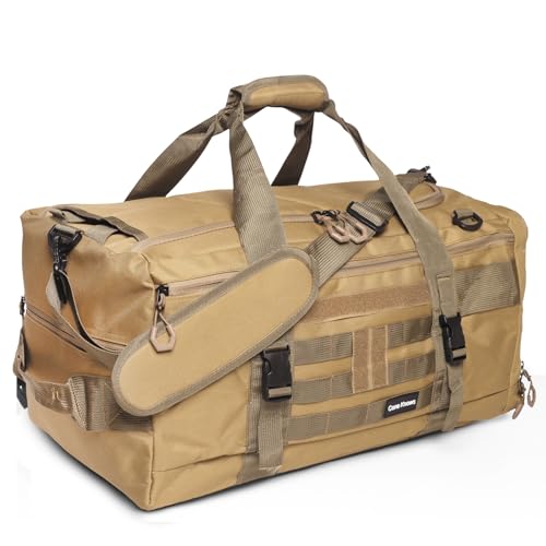 Suweir Sporttasche Herren 55L Reisetasche Damen mit Schuhfach Nassfach Wasserdicht Weekender Travel Gym Bag mit Rucksack Groß Schwimmtasche Badetasche für Reisen, Fitness, Sport, Camping (Khaki)