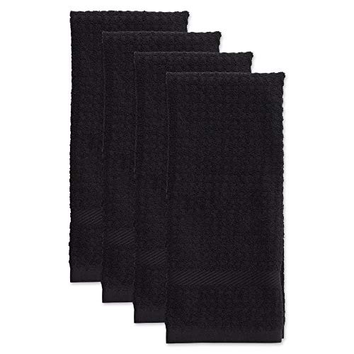DII Cotton Waffle Terry Dish Towels, 15 x 26 Set of 4, Ultra Absorbent, Heavy Duty, Drying & Cleaning Kitchen Towels-Black - Image 2