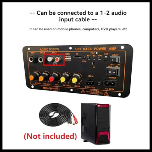 Carte d'amplification de puissance audio Bluetooth 5.0 300W 12V 24V MP3