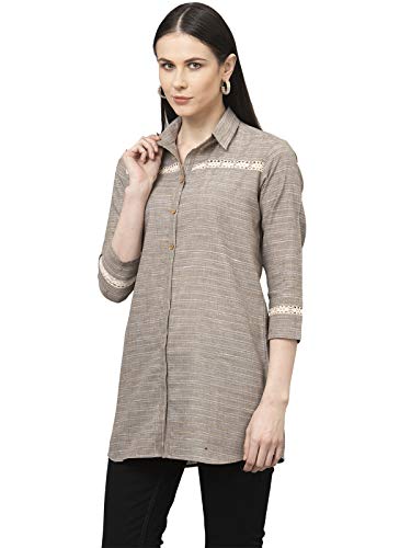 Image of Selvia Women's Regular Fit Dress Shirt (137TKR2732-M Grey M)