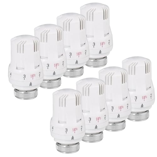 8 Pièces Tête Thermostatique M30 x 1,5 pour Radiateur - Robinet et Valve de Radiateur pour Le Bureau et La Maison