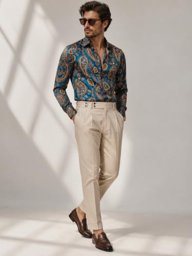 Image of Foomer Green Paisley Printed Opaque Party Shirts
