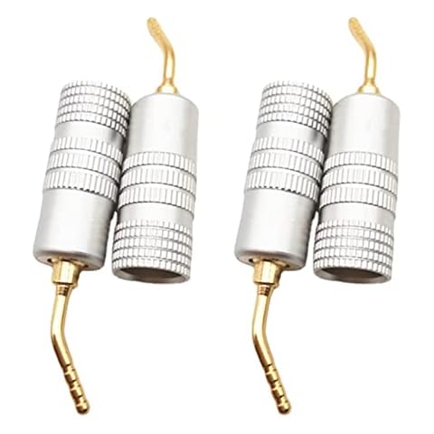 WANGCL 4 Stück vergoldete 2 mm Bananenstecker Schraube Typ Audio Lautsprecher Pin Stecker Kabel Stecker Adapter Cover