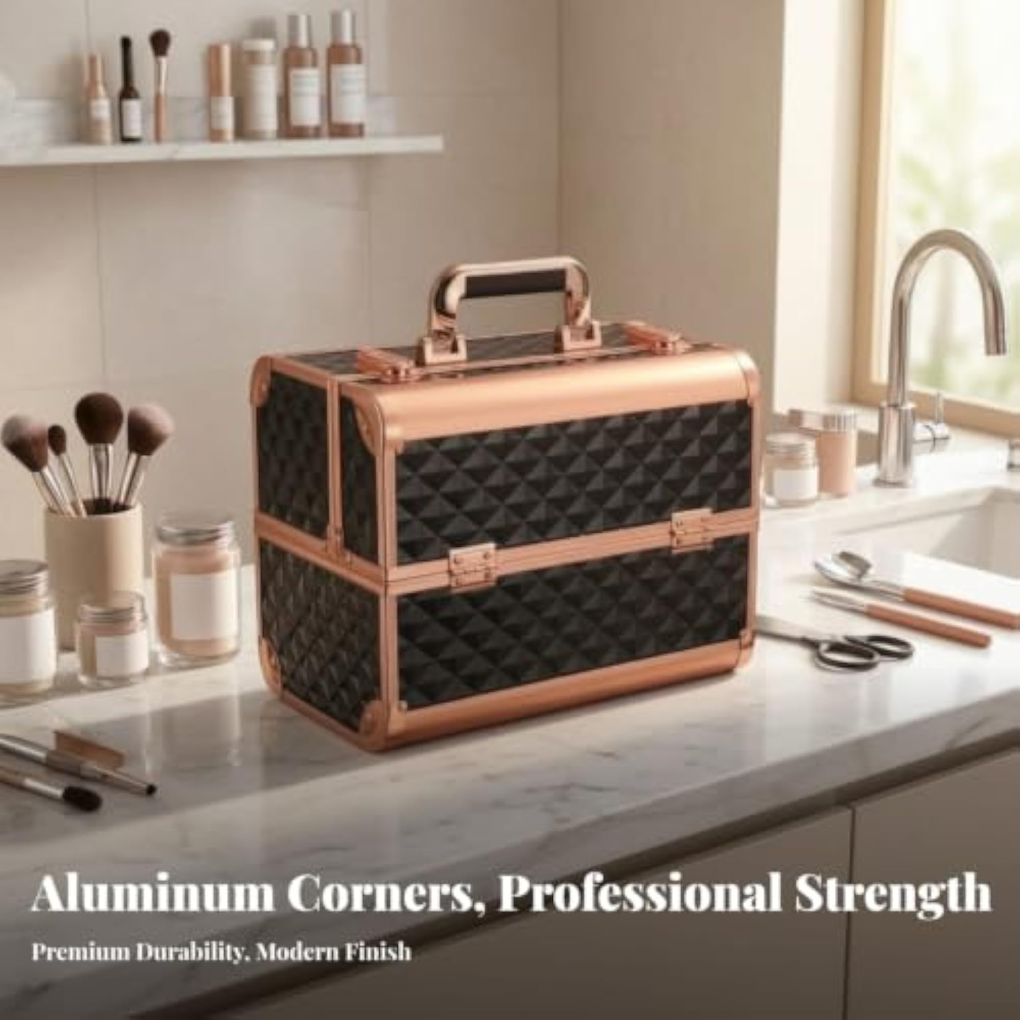 Portable Makeup Train Case, Travel-Friendly Organizer