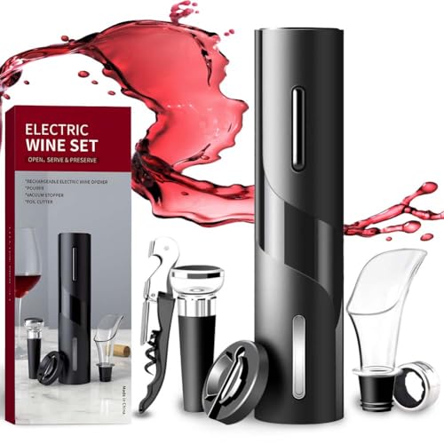 La mejor selección de Juegos de accesorios para vino comprados en linea. 46 Sacacorchos Eléctrico de Vinos 6 En 1 AutomáTico de Abridor de Vino Eléctrico de Botella de Vino y Accesorios de Acero Inoxidable con Cortador de LáMinas Juego de Abridor de...